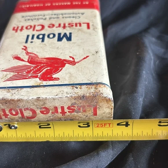 Vintage Mobil Lustre Cloth S/V Design A-381 Socony-Vacuum Oil Company Inc. tin - Picture 8 of 10